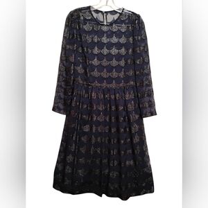 MAGGY LONDON Elegant Black Silver & Navy Blue Women Dress Lining Polyester US 4